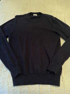 Atelier Munro Navy Blue 100% Wool Crewneck Sweater Size 50